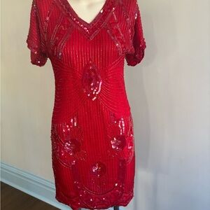 Vintage Red Sequin Mini Dress